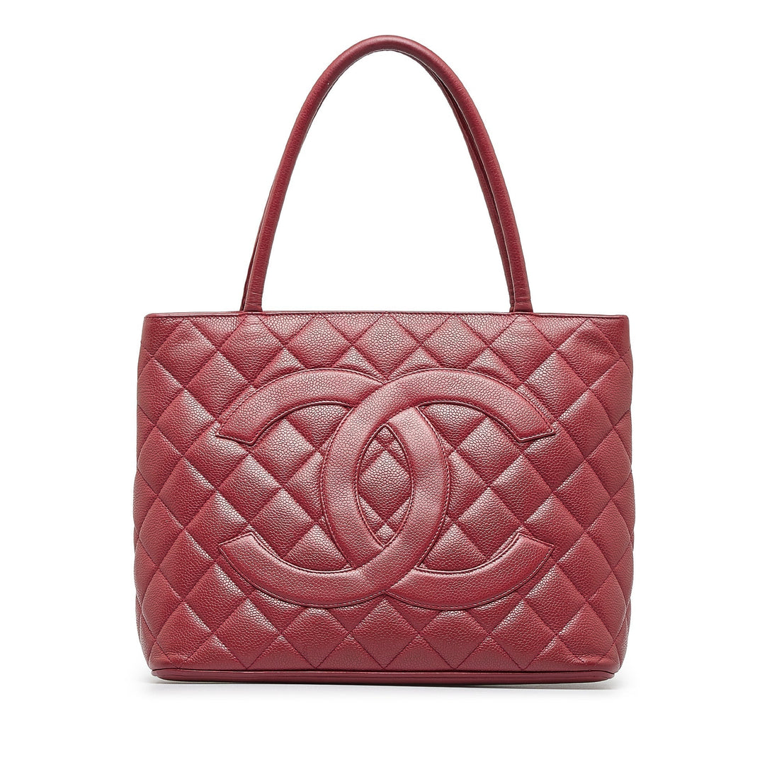 Red Top Quality Chanel Caviar Medallion Tote