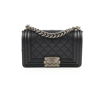Chanel Togo/epsom/caviar/clemence/callfskin/cowhide/lambskin Small Boy Black Series 30