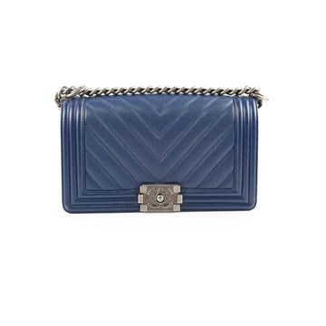Chanel Boy Old Medium Chevron Navy Togo/epsom/caviar/clemence/callfskin/cowhide/lambskin (24 Series)