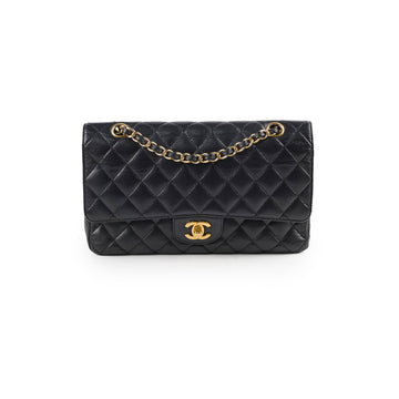 Chanel Medium/Large Togo/epsom/caviar/clemence/callfskin/cowhide/lambskin Classic Double Flap GHW Black