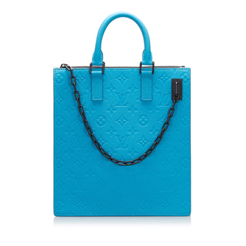 Louis Vuitton Sac Plat Blue Monogram Taurillon