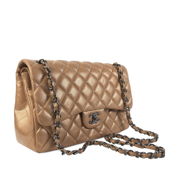 CHANEL Jumbo Classic Iridescent Caviar Double Flap Shoulder Bag