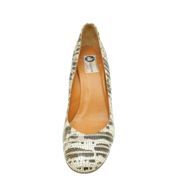 Lanvin Bicolor Lizard Print Espadrille Wedge Pump 40