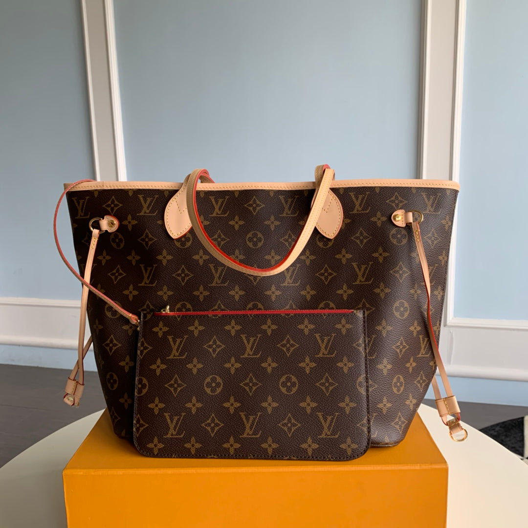 Neverfull M41177 RED INSIDE MM Shoulder tote bag M40995 Monogram GHW
