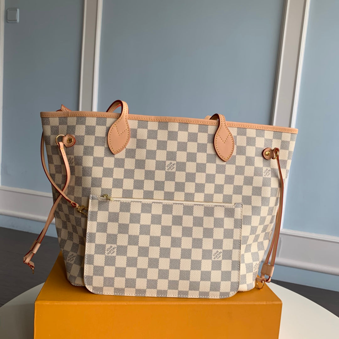 Neverfull N41361 MM Shoulder tote bag M40995 white Damier GHW Pearl Street Bagsd