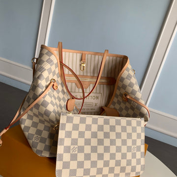 Neverfull N41361 MM Shoulder tote bag M40995 white Damier GHW Pearl Street Bagsd