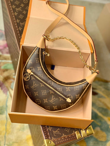 M81098 Moon Bag brown canvas monogram leather