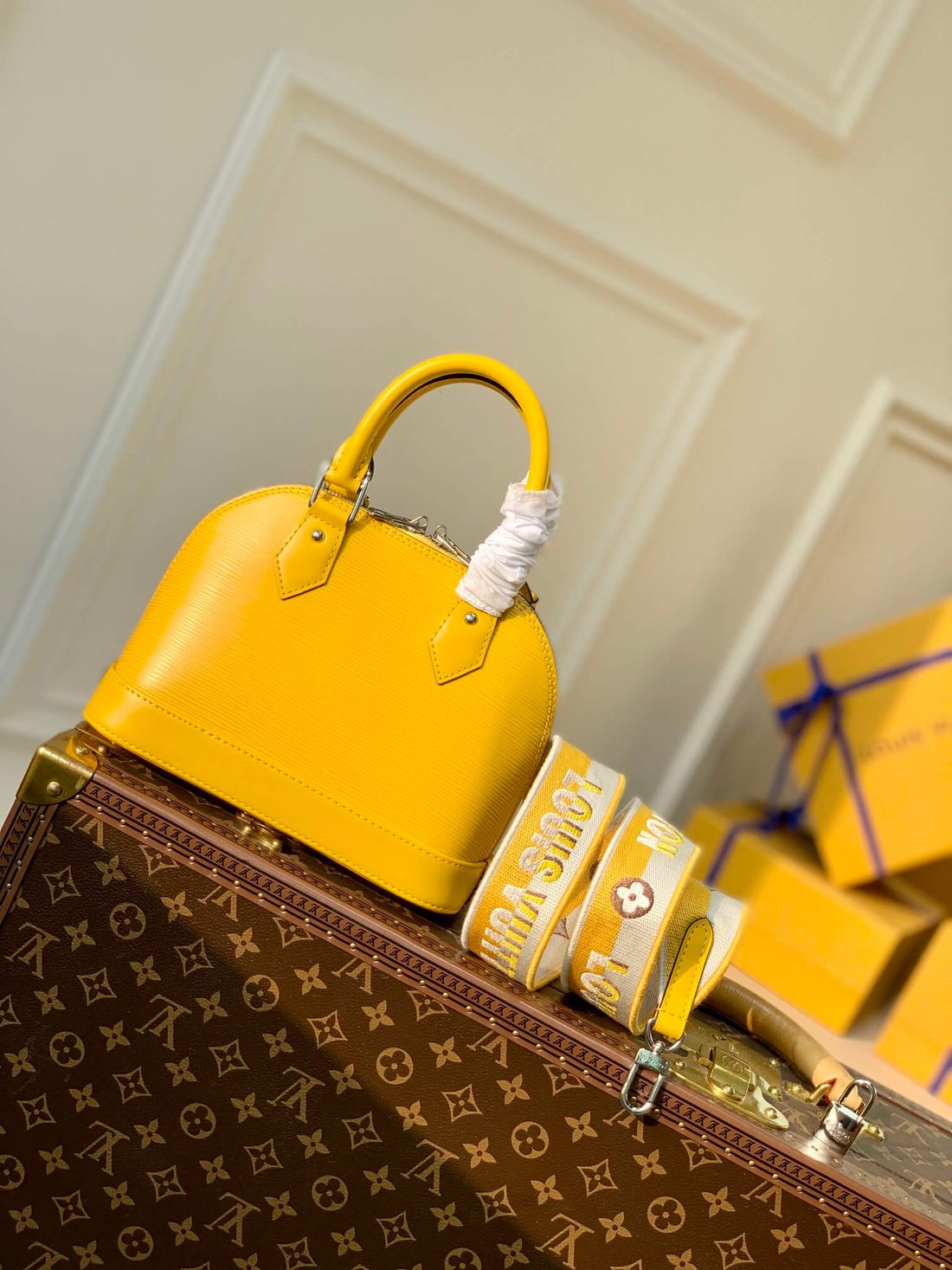 M59358 Alma BB Handbag shoulder bag cross body bags yellow calfskin Monogram