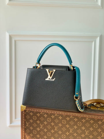 M59653 Capucines BB Black / General Blue 27cm   LEATHER