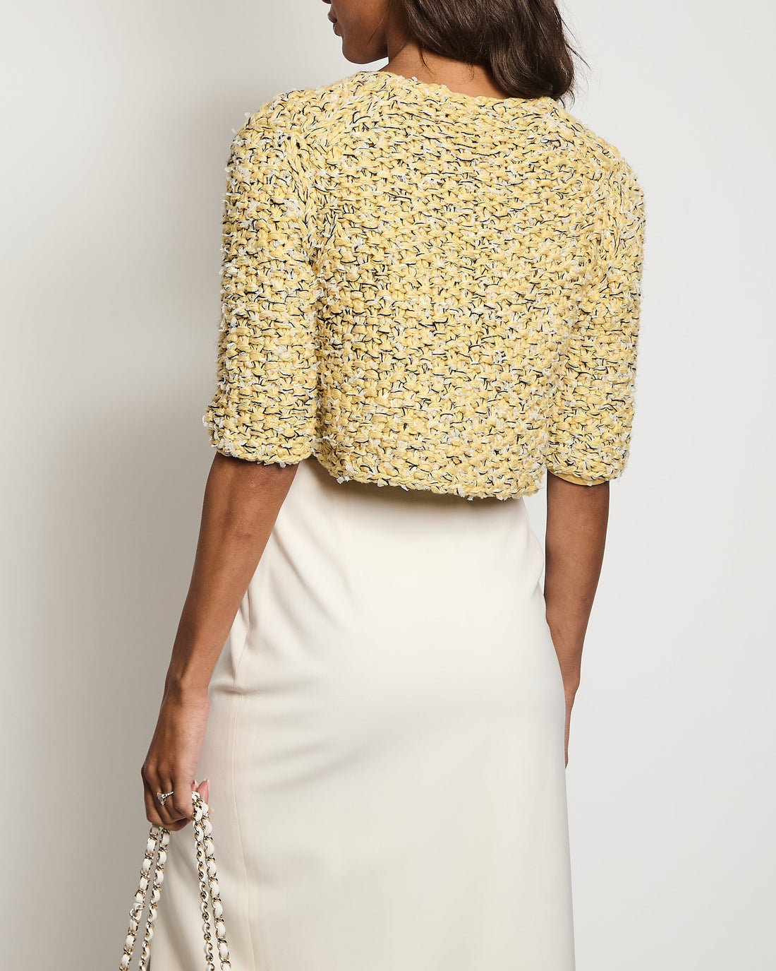 Pearl Street Bags Chanel 22P Yellow, Black and Grey Tweed Cropped Jacket with Lion Buttons Detail FR 36 (UK 8) RRP ¬£4,150