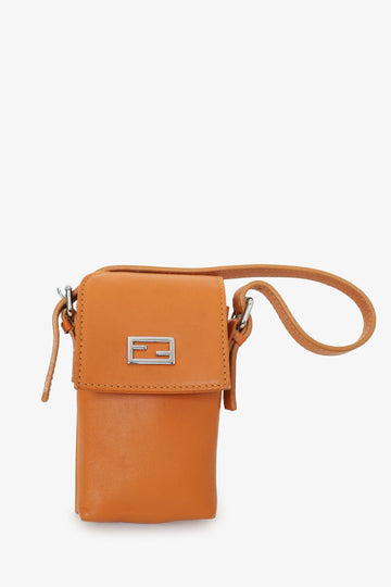 Fendi  Brown Leather Mini Phone Pouch