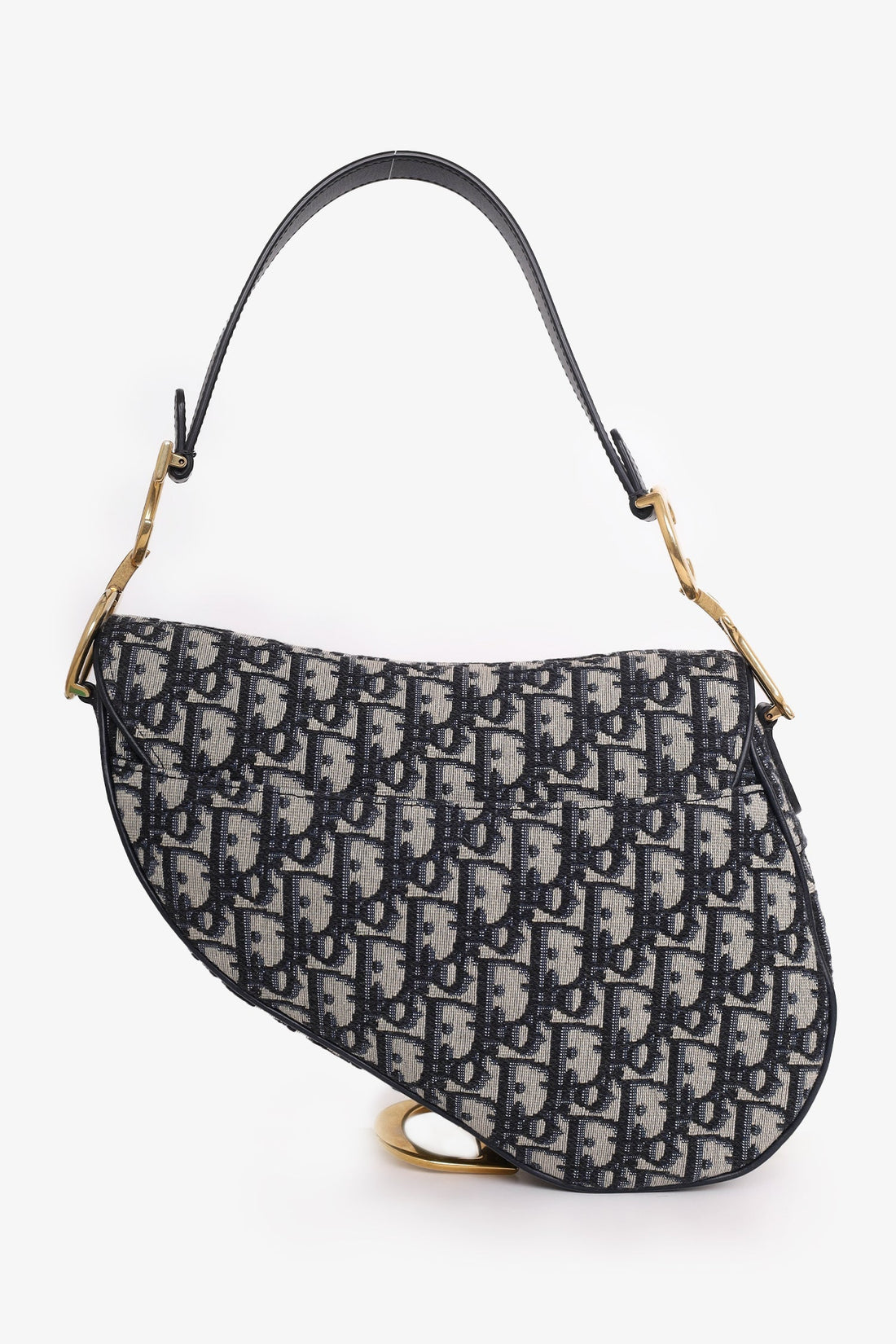 Christian Dior 2018 Blue Oblique Jacquard Saddle Bag with Canvas Strap