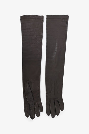 Celine  Brown Leather Long Gloves