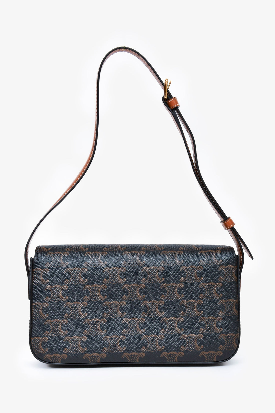 Celine Brown Triomphe Canvas & CalBNkin 'Claude' Shoulder Bag