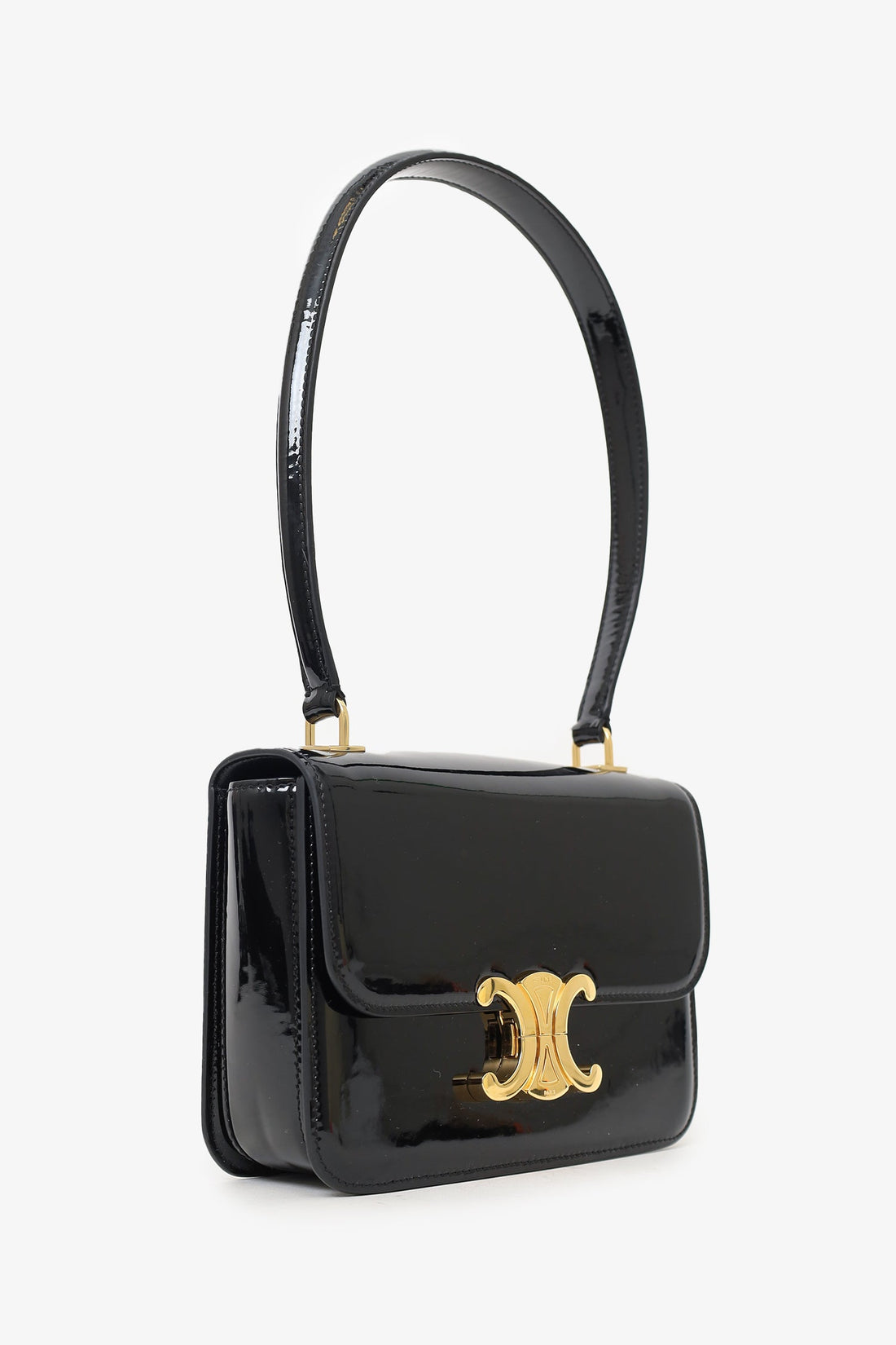 Celine Black Patent CalBNkin Teen Garance Top Handle Bag