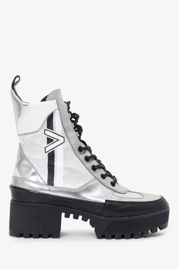Louis Vuitton Silver Leather Spaceship Laureate Platform Desert Boots Size 38