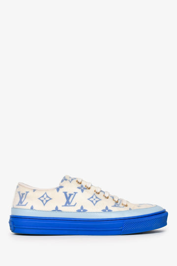 Louis Vuitton White/Blue Monogram Stellar Sneakers Size 37.5 (As Is)