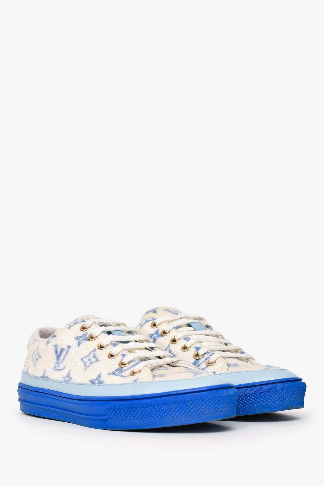 Louis Vuitton White/Blue Monogram Stellar Sneakers Size 37.5 (As Is)