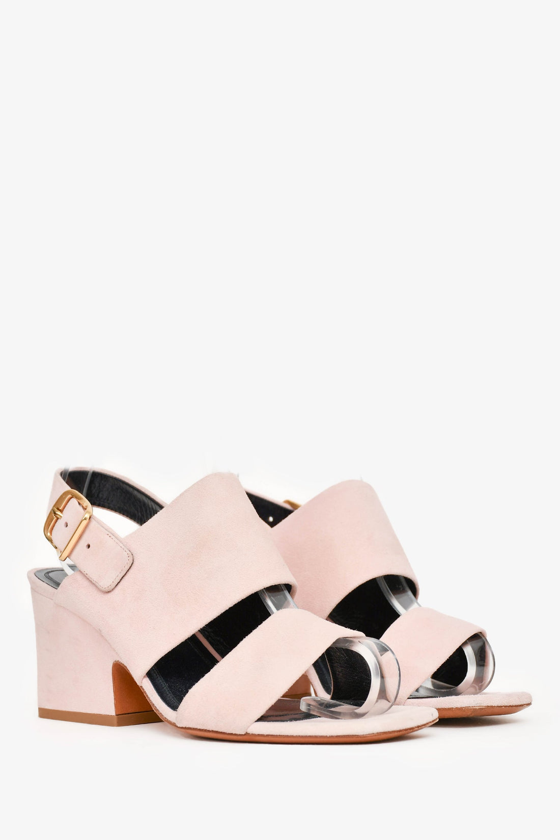 Celine Pink Suede Heeled Sandals Size 37.5