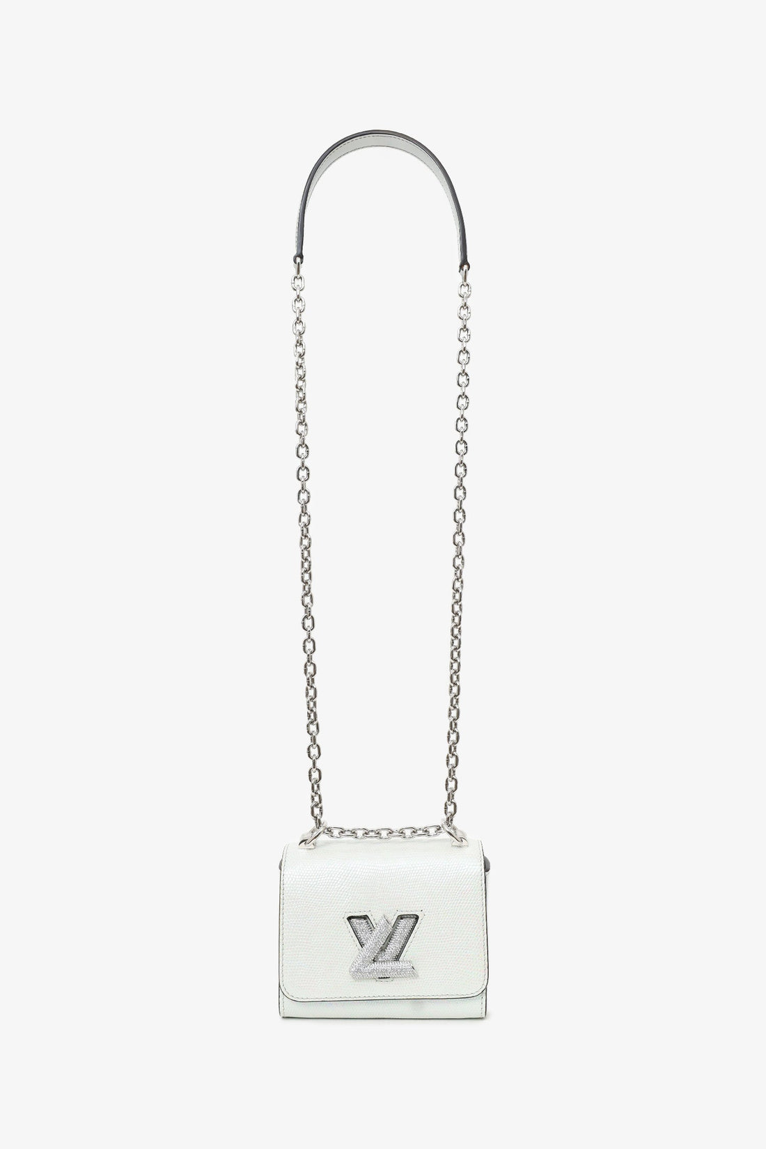 Louis Vuitton 2020 White Iridescent Karung Leather Twist Mini with Crystal Buckle