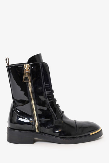 Louis Vuitton Patent Leather Combat Boots Size 37