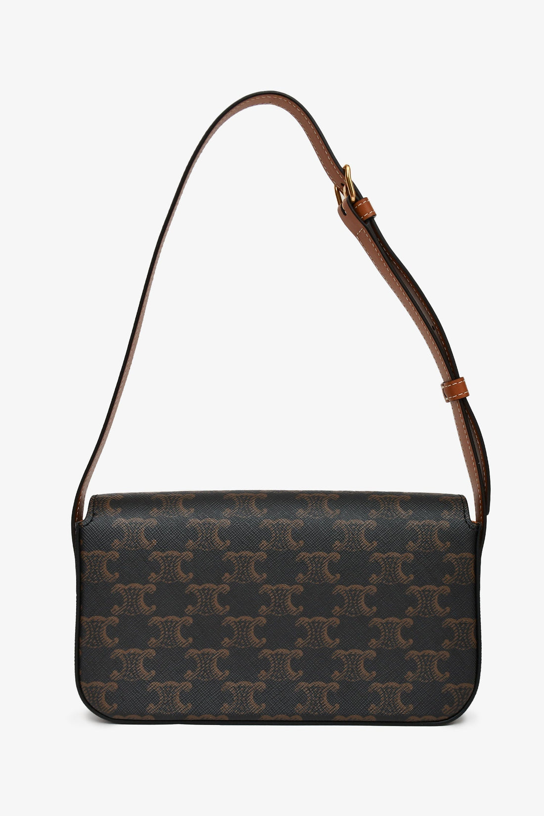 Celine Brown Triomphe Canvas & CalBNkin 'Claude' Shoulder Bag