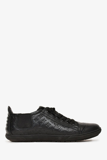 Louis Vuitton Black Leather Monogram Frontrow Sneakers Size 36.5