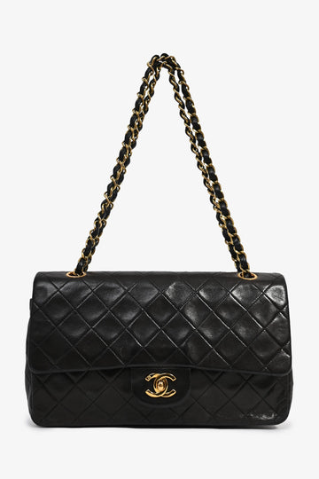 Chanel 1994-96 Black Lambskin Medium Double Flap 24KGHW