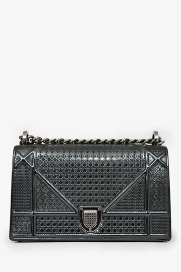 Christian Dior Grey Leather Small Diorama Shoulder Bag