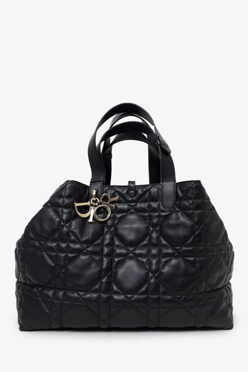 Christian Dior 2024 Black Macrocannage CalBNkin Large Dior Toujours Bag With Pouch