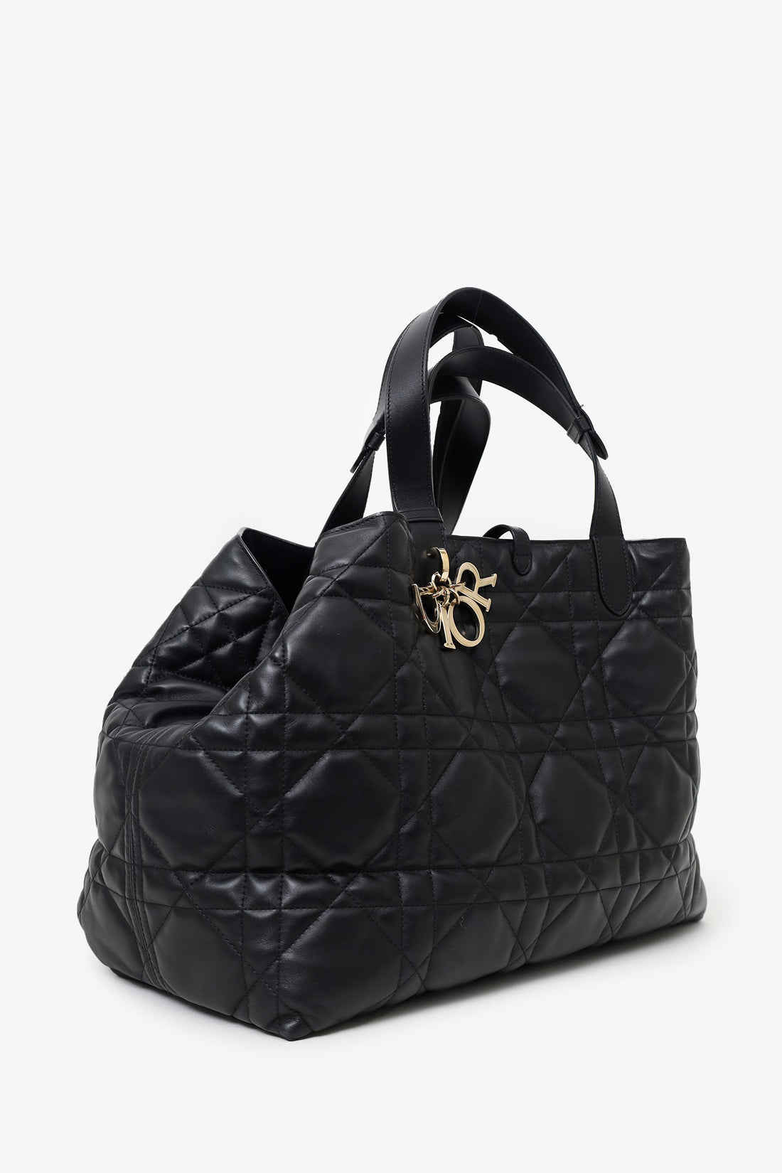Christian Dior 2024 Black Macrocannage CalBNkin Large Dior Toujours Bag With Pouch