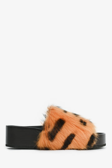 Celine  Leopard Fur Slide Sandals Size 35