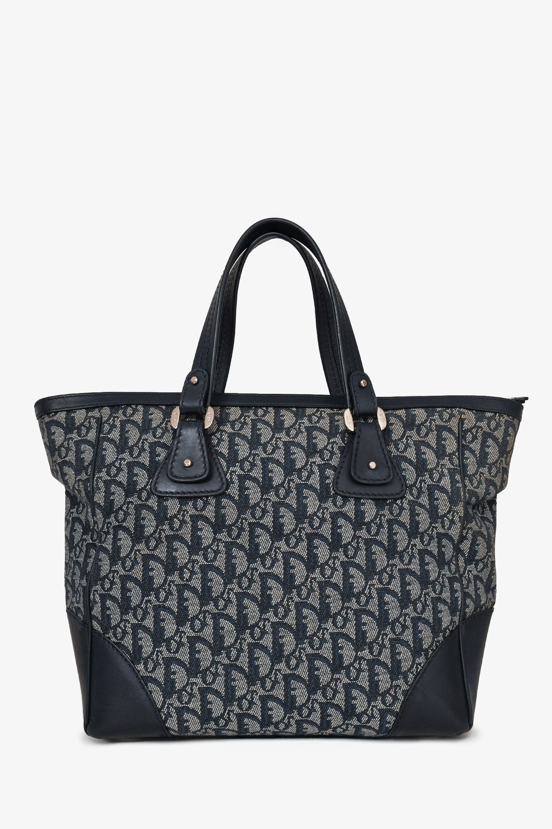 Christian Dior  Navy Oblique Jacquard Leather Top Handle