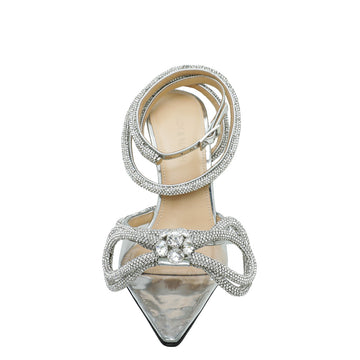 Mach & Mach Clear Crystal Bow Ankle Strap Pump 36