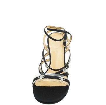 Mach & Mach Black Queen Heeled Ankle Strap Sandal 35