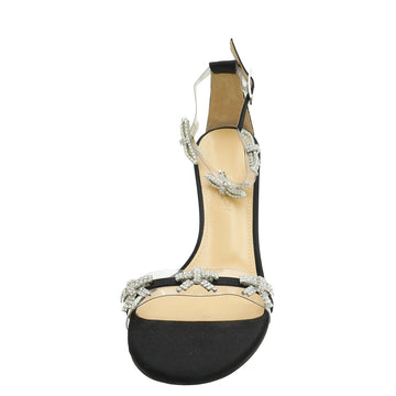 Mach & Mach Black Floating Crystal Bow Sandal 36