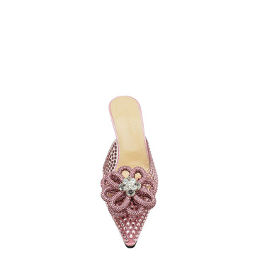 Mach & Mach Pink PVC & Satin Crystal Carrie Rose Mules 36.5