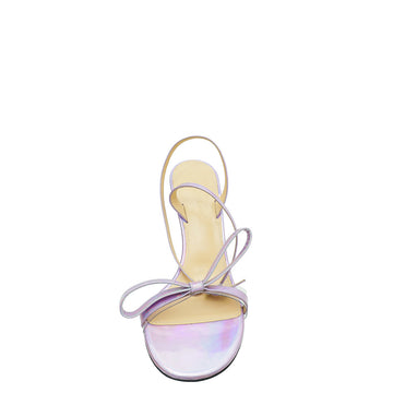 Mach & Mach Light Purple French Bow Iridescent Ankle Strap Sandal 38.5