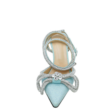Mach & Mach Sky Blue Crystal Bow Glitter 110 Pumps 39