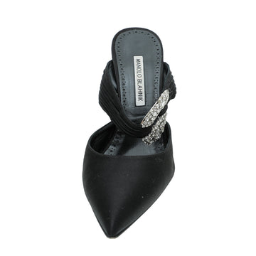 Manolo Blahnik Black Satin Maiduguri 105 Mules 40