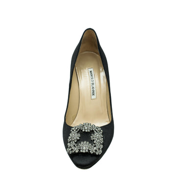 Manolo Blahnik Black Satin Hangisi Pump 37