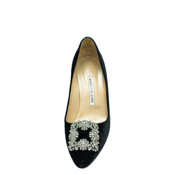 Manolo Blahnik Black Velvet Hangisi Pump 37