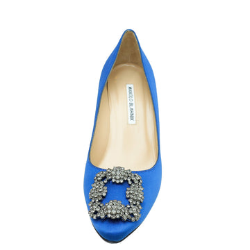 Manolo Blahnik Royal Blue Satin Hangisi Pumps 38