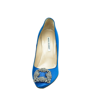 Manolo Blahnik Blue Satin Hangisi Pump 41