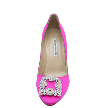 Manolo Blahnik Neon Fuchsia Satin Hangisi Pumps 39