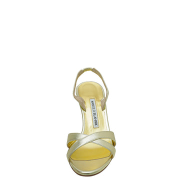 Manolo Blahnik Metallic Gold Callasli Slingback 36.5