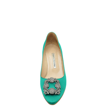 Manolo Blahnik Green Hangisi Satin Pump 39.5