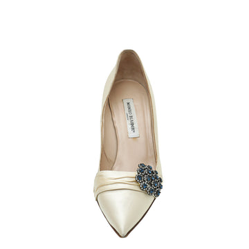 Manolo Blahnik Ivory Satin Perdu Pump 40.5