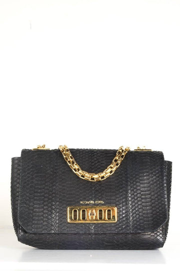 Michael Kors Black Leather Snakeskin Shoulder Bag