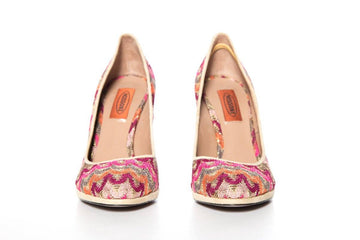 Missoni Pink & Multi Color Knit & Suede Pump SZ 39 Sale